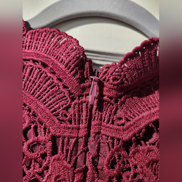 Lulu's Angel in Disguise Burgundy Lace Skater Dress - Picture 9 of 10